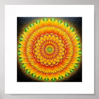 "Mandala de luz girasol - arte de geometría sagrad