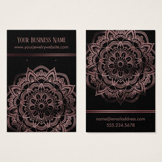 Mandala de oro Rosa sobre tarjetas de visualizació (Anverso y reverso)