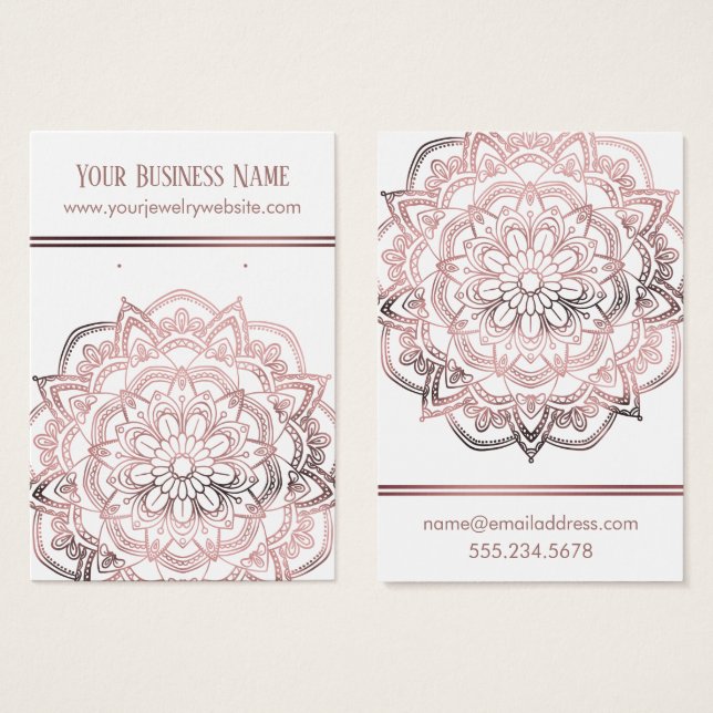 Mandala de oro Rosa sobre tarjetas de visualizació (Anverso y reverso)
