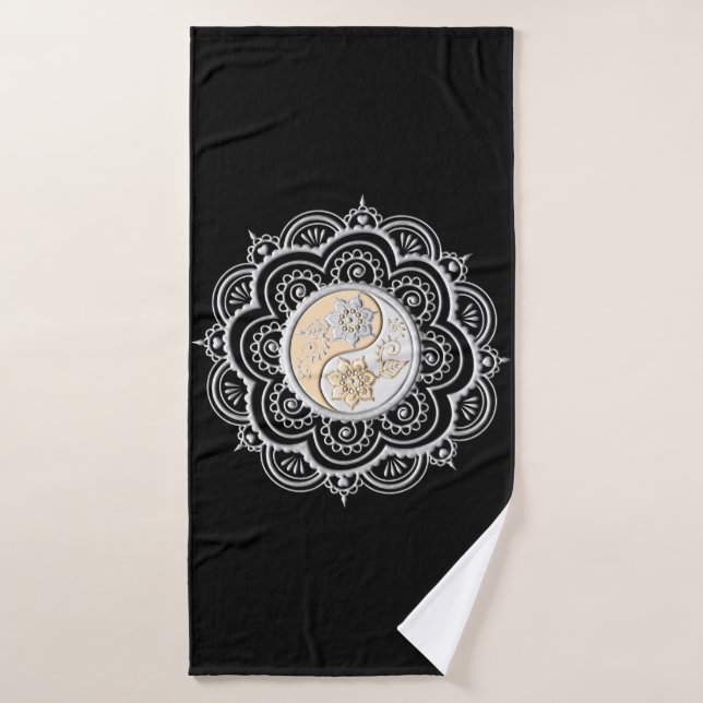 Mandalá de plata y oro (Toalla de baño)