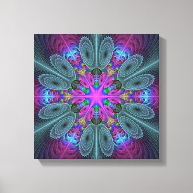 Mandalá desde el centro Arte fractal colorido con  (Anverso)