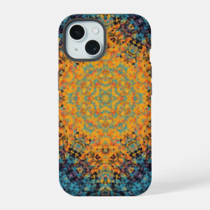 Mandala digital amarillo azul y rojo