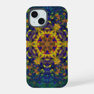 Mandala digital amarillo azul y verde