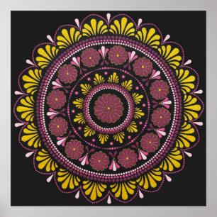 Mandala elegante de oro rosado, flor de arte de ba