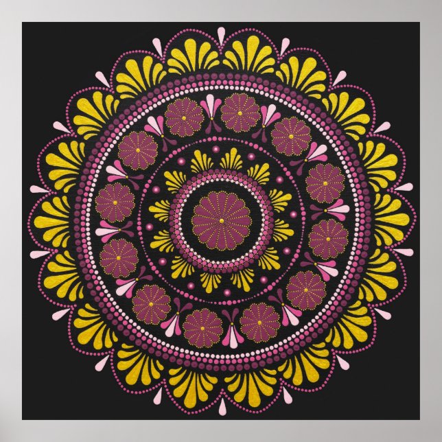 Mandala elegante de oro rosado, flor de arte de ba (Frente)