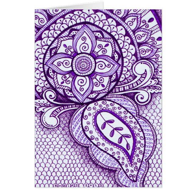 Mandala en blanco indio morado de Ametist Damask d (Frente)