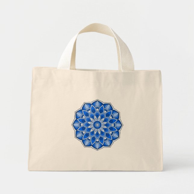 Mandala en la bolsa azul de Tote (Frente)