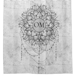 Mandala en la cortina de ducha de mármol plateado