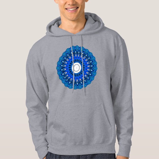 Mandala en sudadera de capucha azul o camiseta (Anverso)