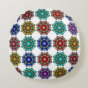Mandala en varios colores con cojín redondo