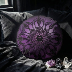 Mandala encantada Almohada morada redonda