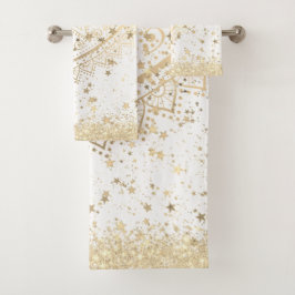 Mandala encantadora con estrellas de oro en blanco