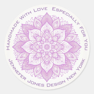 Mandala Flor simple Pastel Lilac Etiquetas hechas