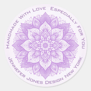 Mandala Flor simple Pastel Lilac Etiquetas hechas 