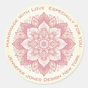 Mandala Flor Simple Vintage Etiquetas hechas a man