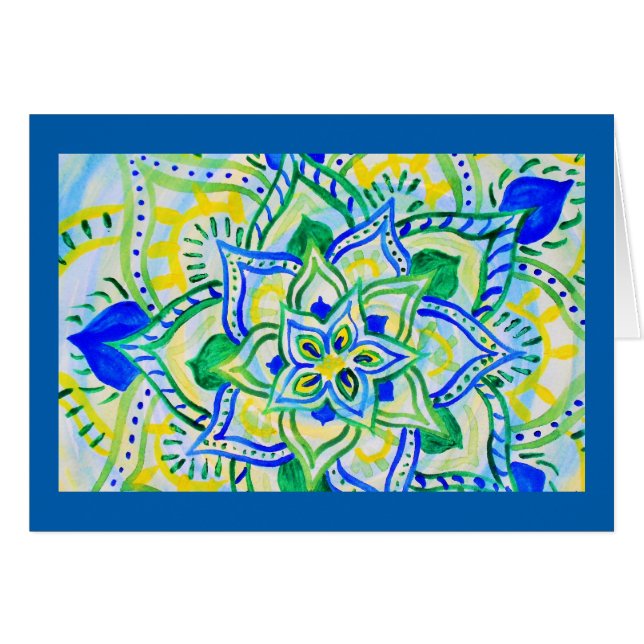 Mandala floral alegre de la acuarela (Anverso (Horizontal))