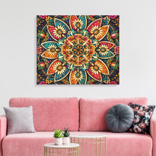MANDALA FLORAL DE ARTE POPULAR VIBRANTE