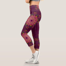  Mandala floral de estilo barroco. Capri Leggings