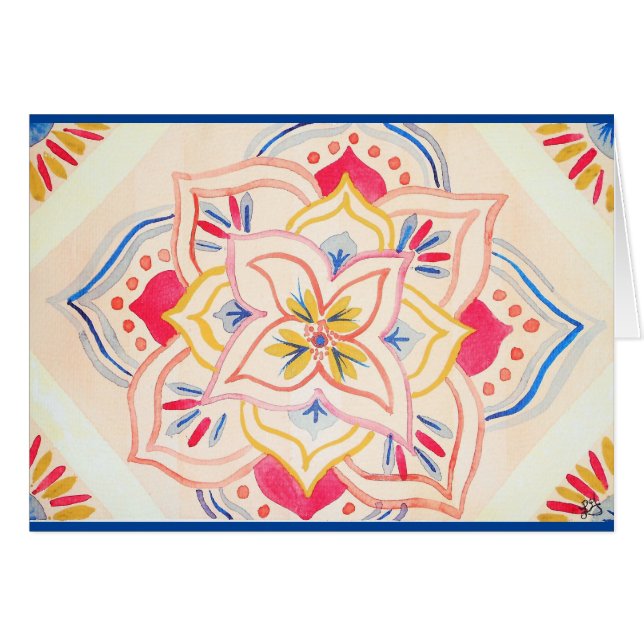 Mandala floral de la acuarela abstracta (Anverso (Horizontal))