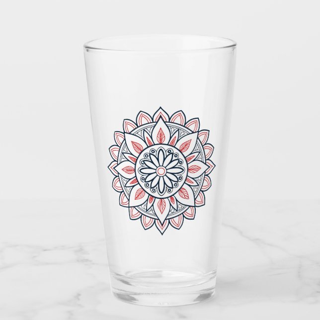 Mandala floral - Diseño de vidrio para beber (Anverso)
