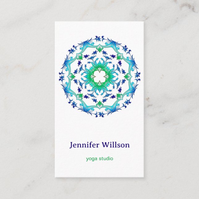 Mandala floral étnica. texto. tarjeta de visita (Anverso)