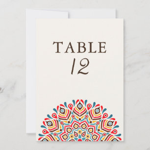Mándala floral étnico moderno número de mesa de bo