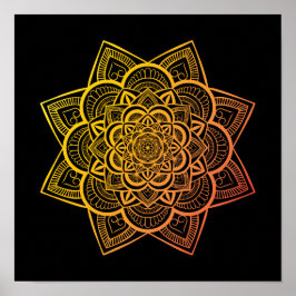 Mandala floral Naranja dorado Imprimir arte