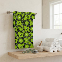Mandalá geométrico retro boho verde lima negro