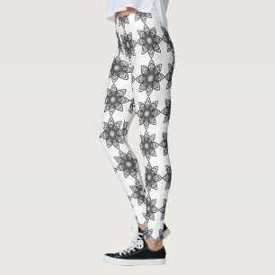 Mandala Leggings en blanco y negro