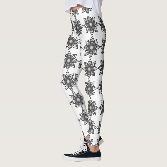 Mandala Leggings en blanco y negro (Izquierda)