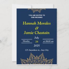 Mandala marina y de oro - Elegante invitación a la