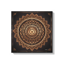 Mandala, marrón y beige, impresión de tela estirad