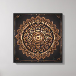 Mandala, marrón y beige, impresión de tela estirad