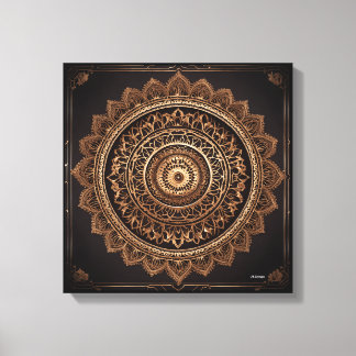 Mandala, marrón y beige, impresión de tela estirad
