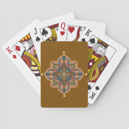 Mandalá melocotón en cartas de juego marrones