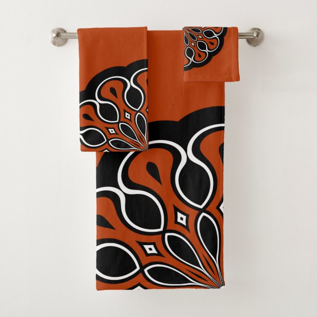 Mándala moderno abstracto negro y naranja (In situ)