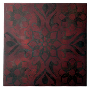 mandala negro romántico elegante baldosa cerámica