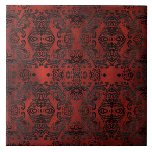 mandala negro romántico y elegante azulejos de cer (Frente)