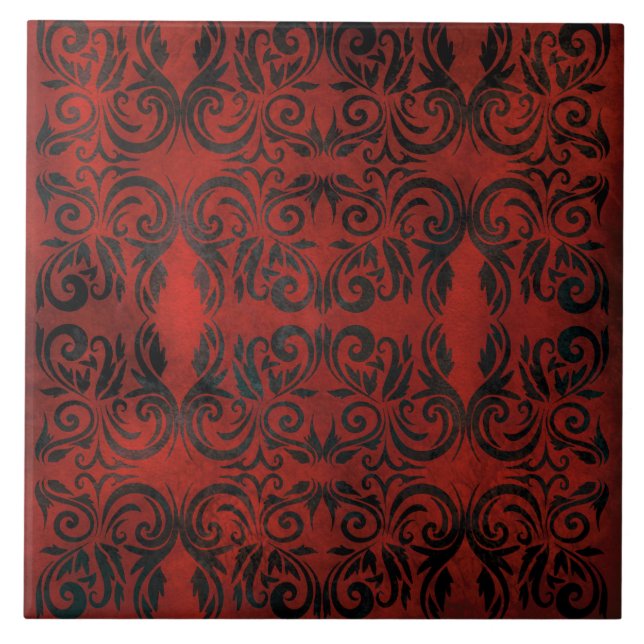 mandala negro romántico y elegante azulejos de cer (Frente)