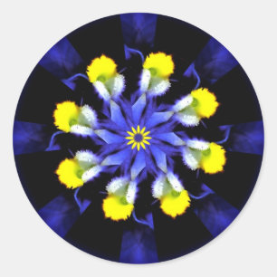 Mandala Pansy Pegatinas azules y amarillos