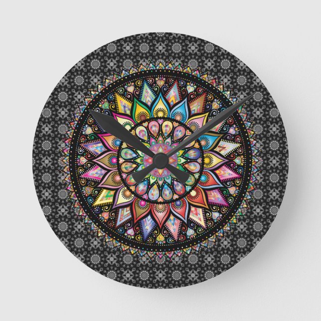 Mandala. Paz, amor, reloj de pared (Anverso)