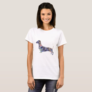 Mandala Perro Camiseta Básica, Blanco