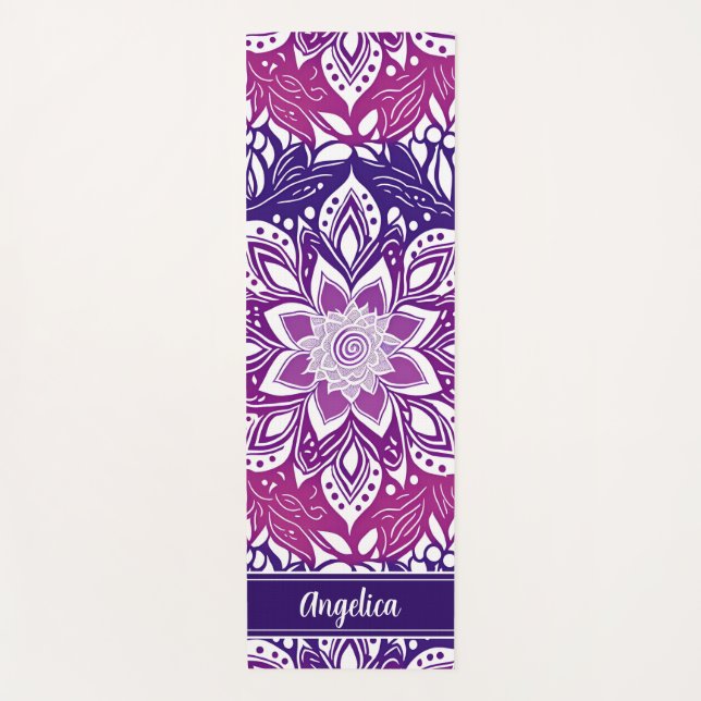 Mandala personalizada Yoga Mat Purple Pink Ombre (Anverso)
