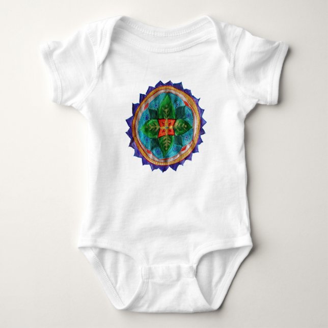Mandala pintada a mano con gusto Baby Jersey Bodys (Anverso)