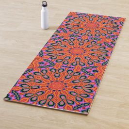 Mandala Retro Naranja Floral Psicodelle Yoga Mat