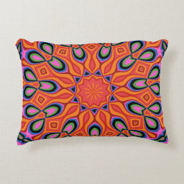 Mandala Retro Naranja Hipster Decoración Cojín dec