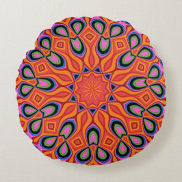 Mandala Retro Naranja Hipster Decoración Cojín dec