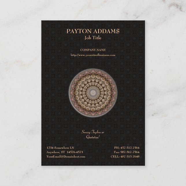 Mandala teñida té • Tarjeta de visita vertical (Anverso)