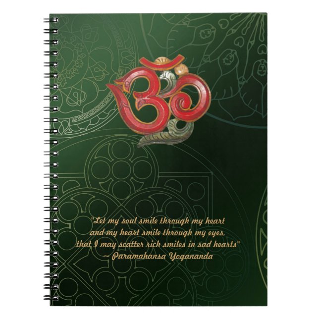 Mandala verde de OM del cuaderno con OM rojo (Frente)