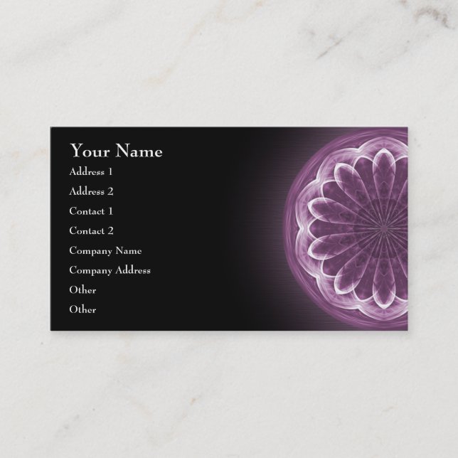 Mandala violeta de los pétalos - tarjeta de visita (Anverso)